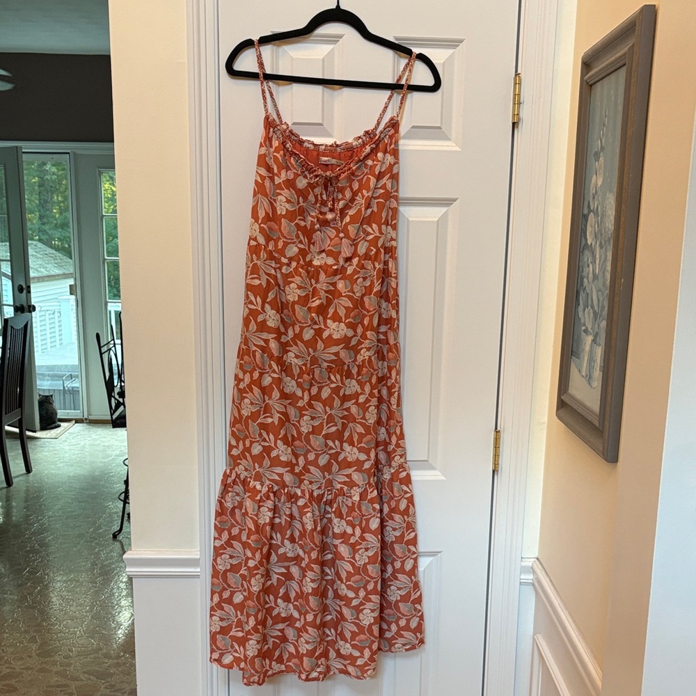 Faherty Orange Floral Maxi Dress